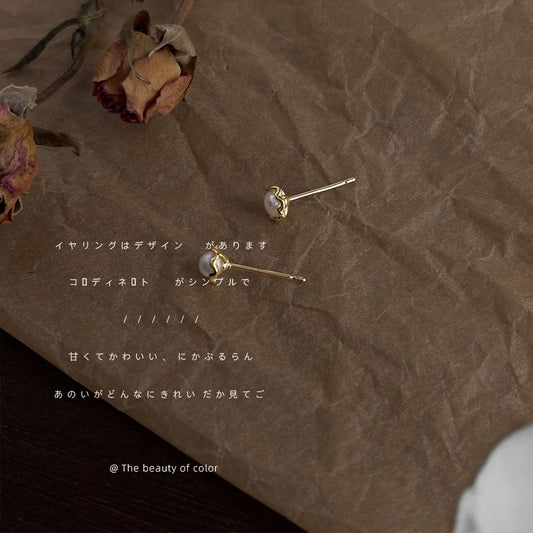 C廠【3262】極簡風淡水珍珠耳環高級鍍14K銀針耳飾簡約簡約通勤百搭耳環女 25.06-2