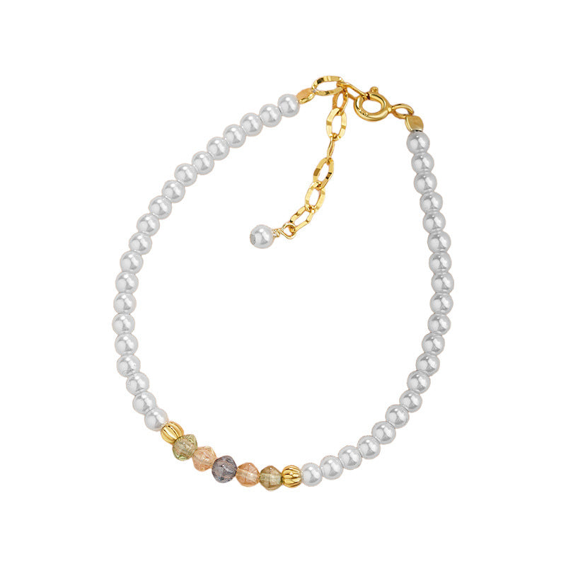 E廠【YC5532SL】S925純銀彩珠珍珠手鍊復古文藝時尚輕奢小眾精緻甜美手飾 25.03-2