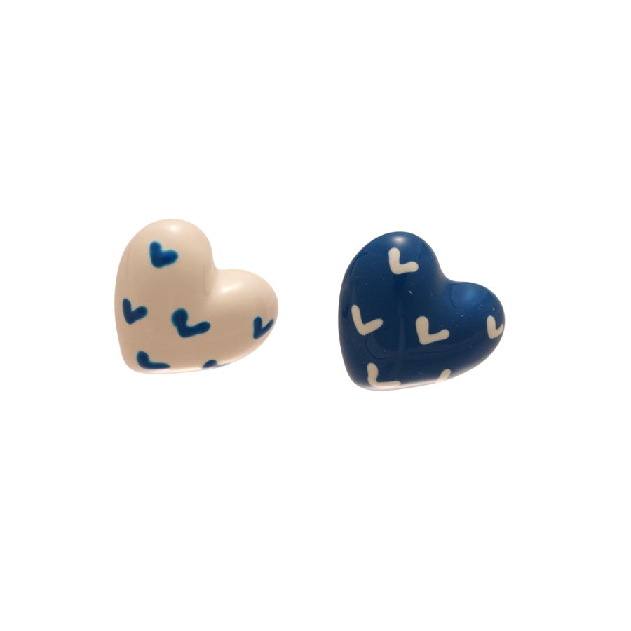 A廠【WE4155】925銀針滴油愛心不對稱耳環小清新甜美氣質耳環小眾設計感耳飾
 25.10-3