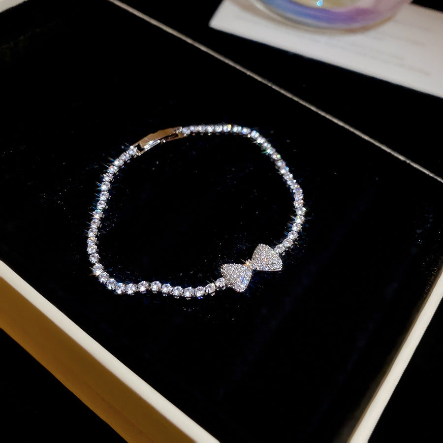 A廠【HB4402】超閃鋯石蝴蝶結吊墜卡扣手鍊歐美優雅氣質手環精緻輕奢高級感手飾 25.08-2