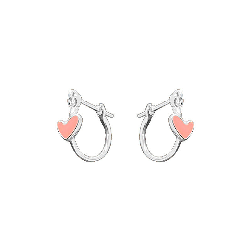 E廠【YC9705E】S925純銀甜美愛心耳扣女多巴胺糖果色少女感夏季耳圈耳飾 24.04-4