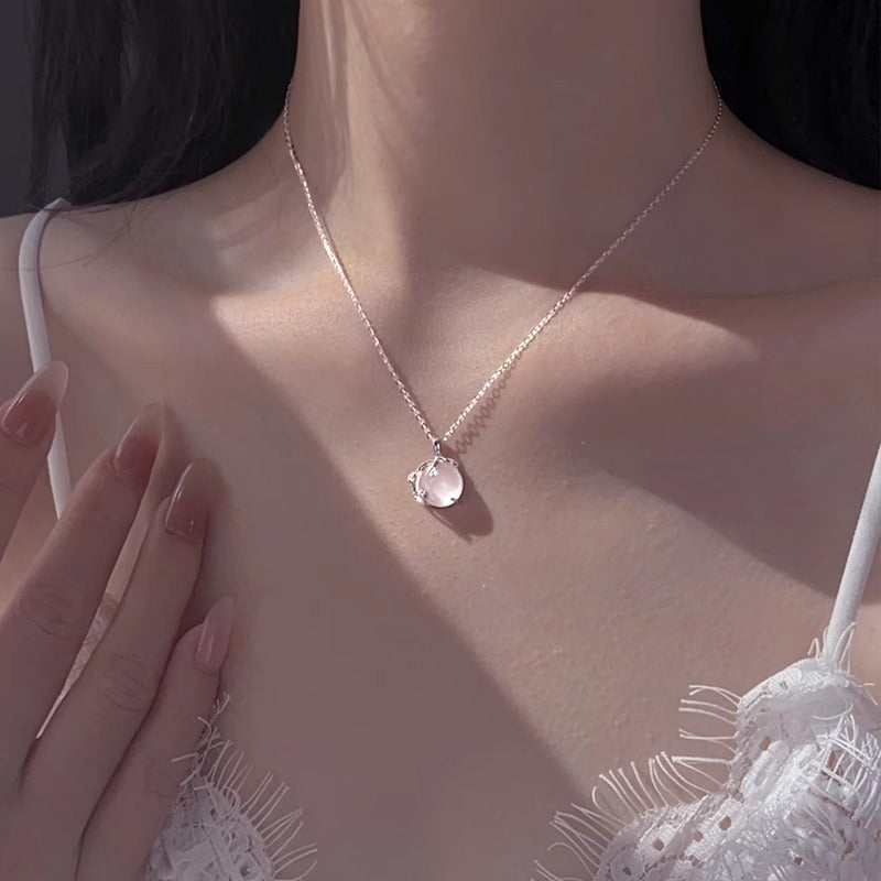 F廠【DQ0854N】999足銀小眾輕奢白玉髓梅花項鍊女時尚高級感天然石鎖骨鏈潮 25.06-3