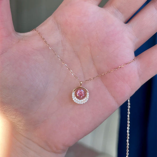 F廠【DQ1243N】S925純銀輕奢小眾跳動的心項鍊女玫瑰金粉鋯高級感吊墜鎖骨鏈
 25.10-1