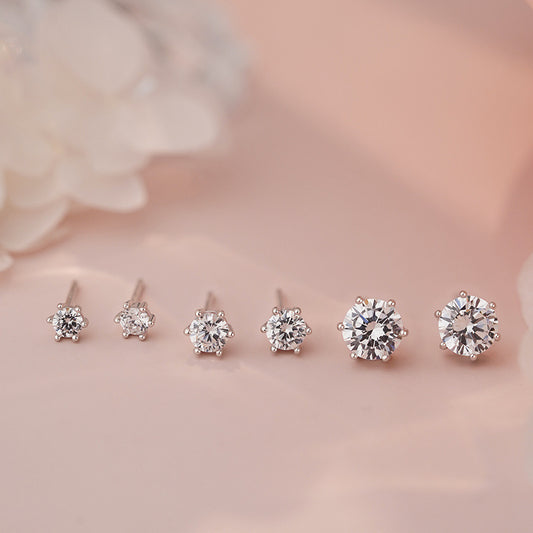 E廠【YC8727E】S925純銀超閃焦點石耳環女精緻輕奢百搭簡約設計耳簡約飾 25.06-2