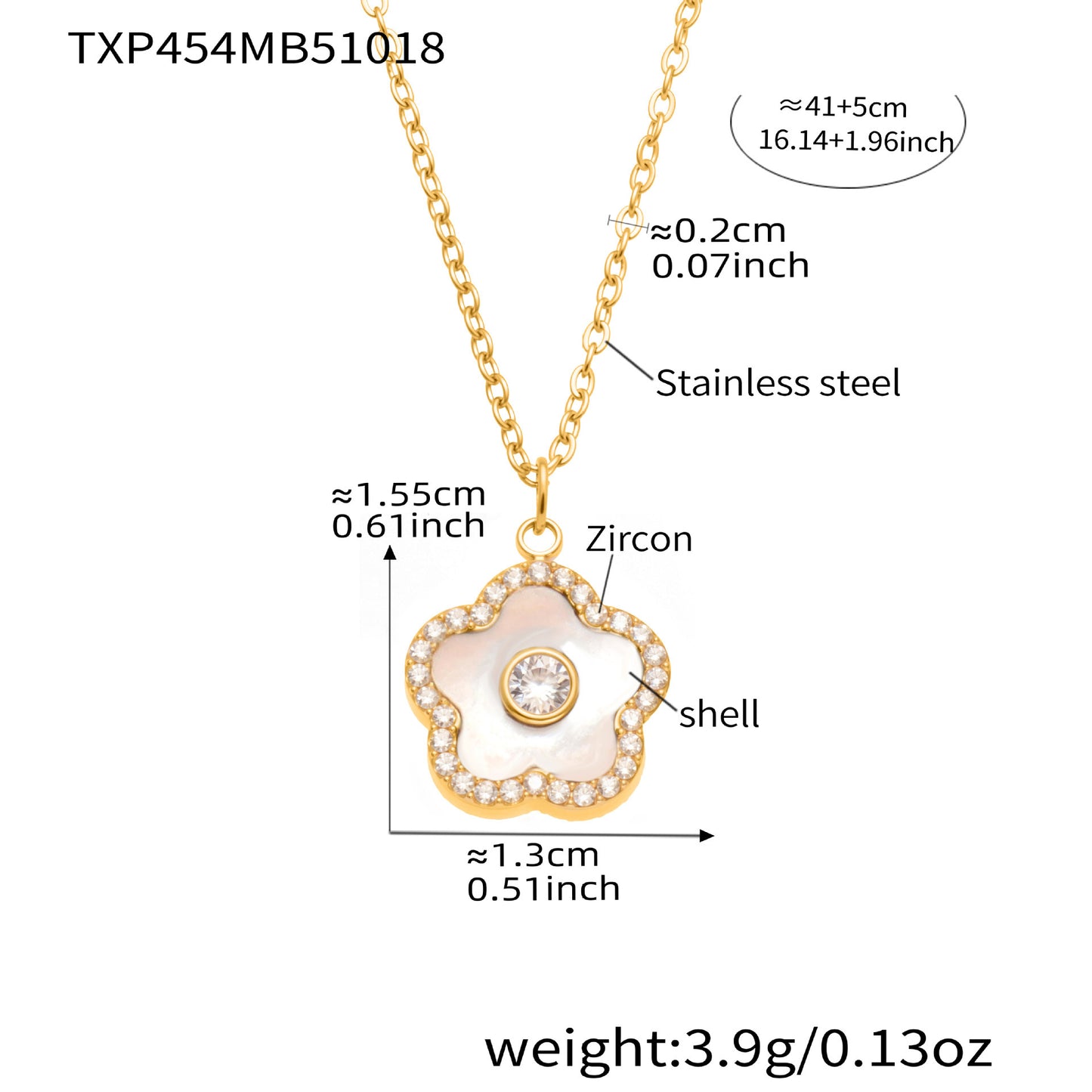 B廠【TXP453】不銹鋼天然水晶石切面爪鑲鋯石方塊五葉花吊墜項鍊手鍊套裝
 25.10-4