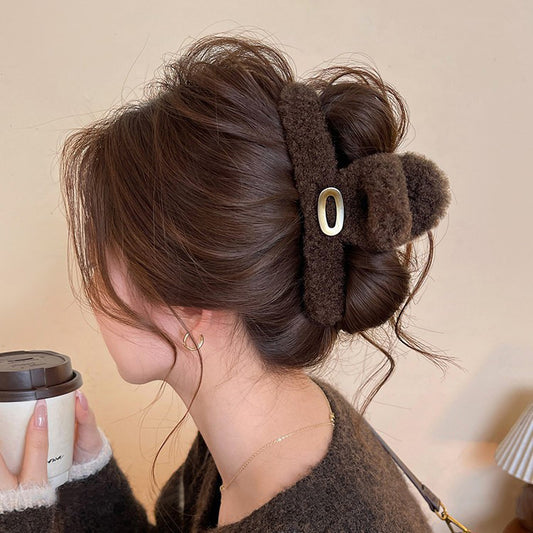 C廠【Y1004】氣質金標毛絨抓夾女時尚洋氣鯊魚夾2025新款大號髮夾高級感髮飾
26.01-1