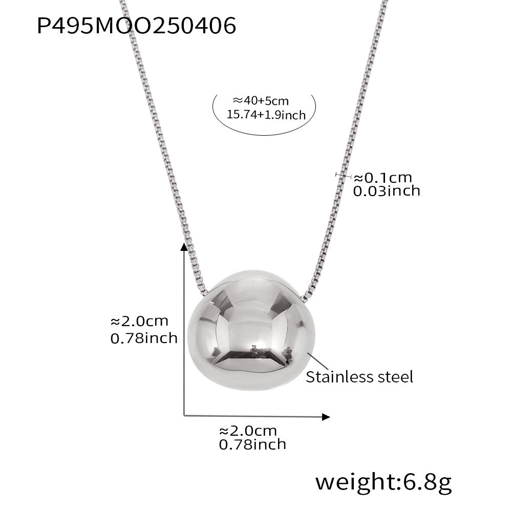 B廠【P495】ins跨國時尚簡約設計精拋光金豆吊墜鎖骨項鍊不鏽鋼鍍18k金 25.04-2