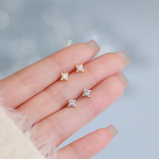 D廠【YC8439E】足銀S999輕奢四芒星鋯石耳環女日常通勤搭配文藝溫柔甜美耳飾
26.03-1