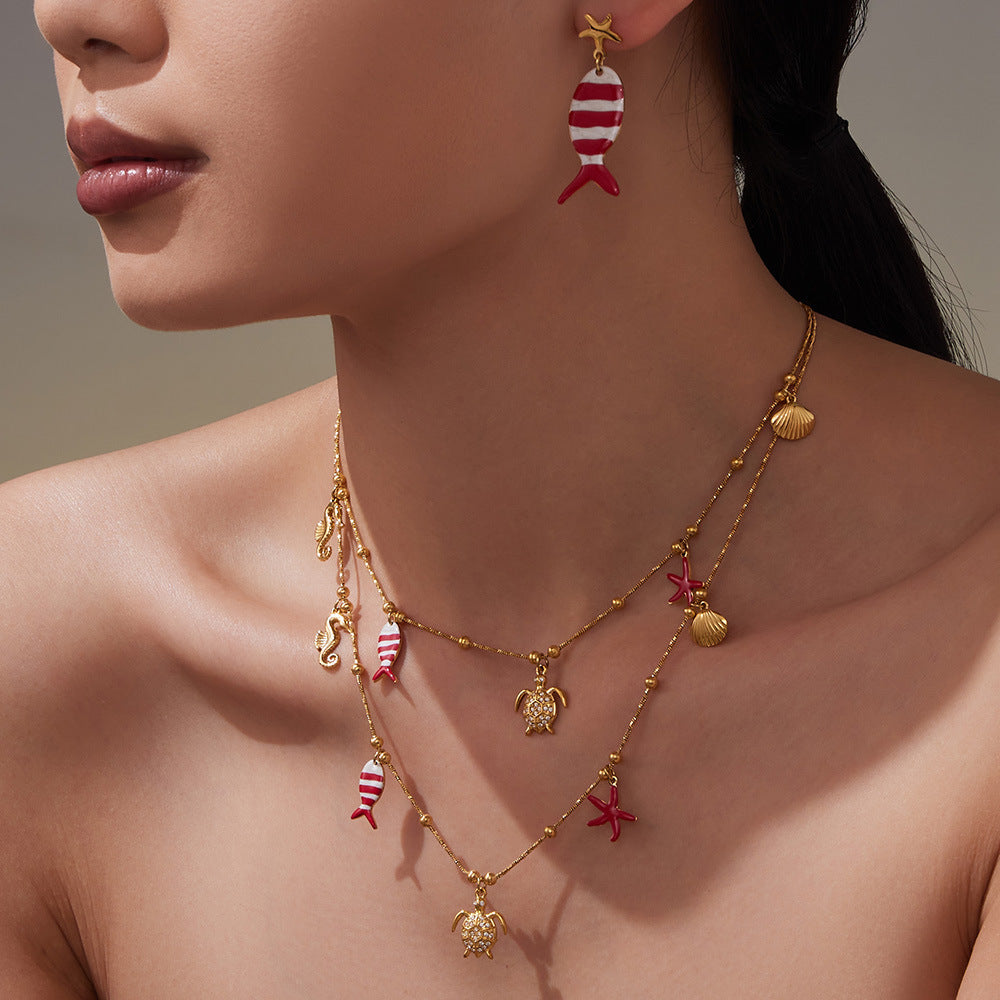 B廠【TXP441】5A鋯石八爪魚海洋風DIY多配件吊墜手鍊腳鍊項鍊不鏽鋼套裝
 25.10-4