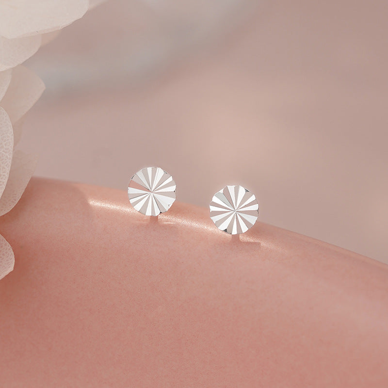 E廠【YC8285E】S999足銀簡約圓形壓花耳環愛心壓花耳環小眾輕奢氣質設計耳環 25.06-1