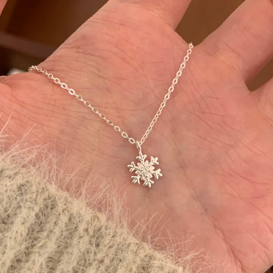 F廠【DQ0011N】足銀999韓系小眾雪花項鍊女精緻高級感通勤百搭鎖骨鏈配件潮 25.04-4