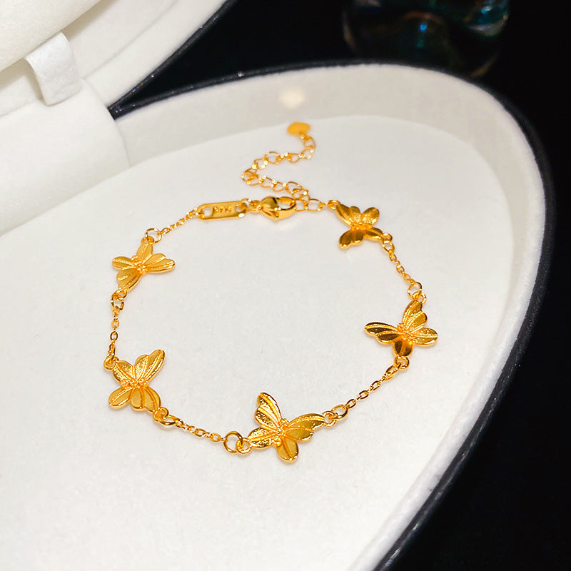 A廠【HB3467】真金電鍍條紋蝴蝶手鍊輕奢高級感新中式手環百搭氣質設計感手飾女 25.01-4