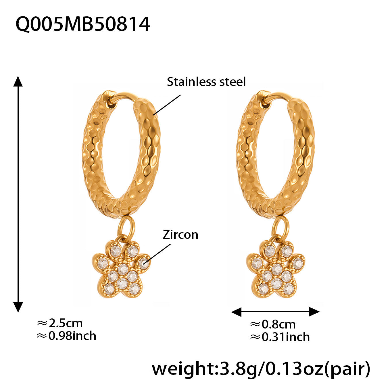 B廠【Q001】跨境飾品不鏽鋼5A鋯石滿鑽耳環鍍18k真金時尚百搭耳飾組合 25.08-5