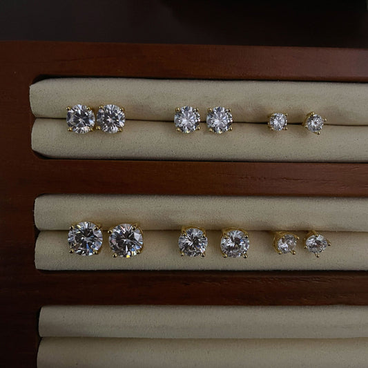 F廠【DQ11713E】S925純銀爆閃四爪單鑽耳環女韓系氣質輕奢高級感鑲鋯石耳飾潮 25.05-3