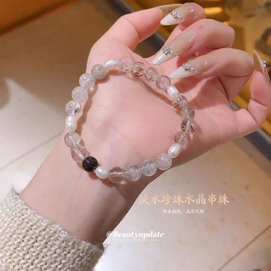 A廠【HB4114】淡水珍珠水晶串珠手鍊新中式復古氣質手串手環簡約手飾設計感小眾 25.07-2