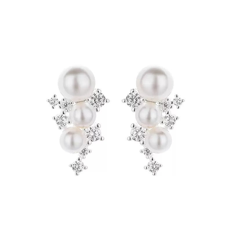 E廠【DQ11167E】法式高級感葡萄串仿珍珠耳環女S925純銀溫柔時尚鋯石顯白耳飾
25.10-3