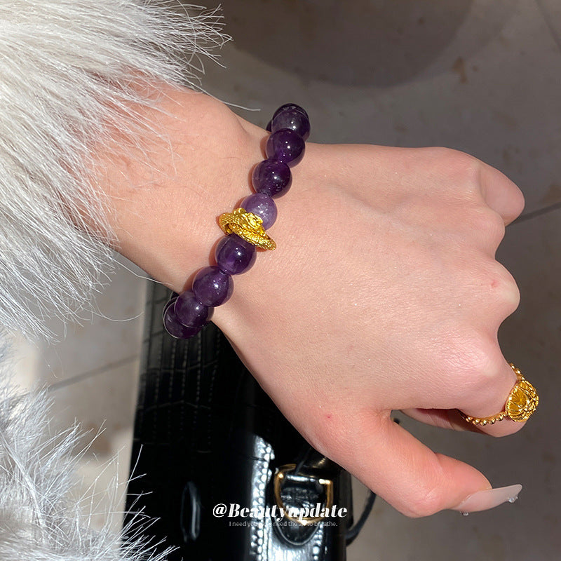 A廠【HB3456】新中式紫水晶蛇形纏繞串珠手鍊輕奢高級感水晶手串氣質百搭手飾女 25.01-4