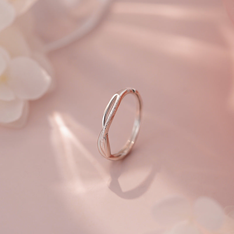 E廠【YC3134R】S999足銀極簡風莫比烏斯情侶對戒文藝百搭戒指開口可調手飾 25.05-4