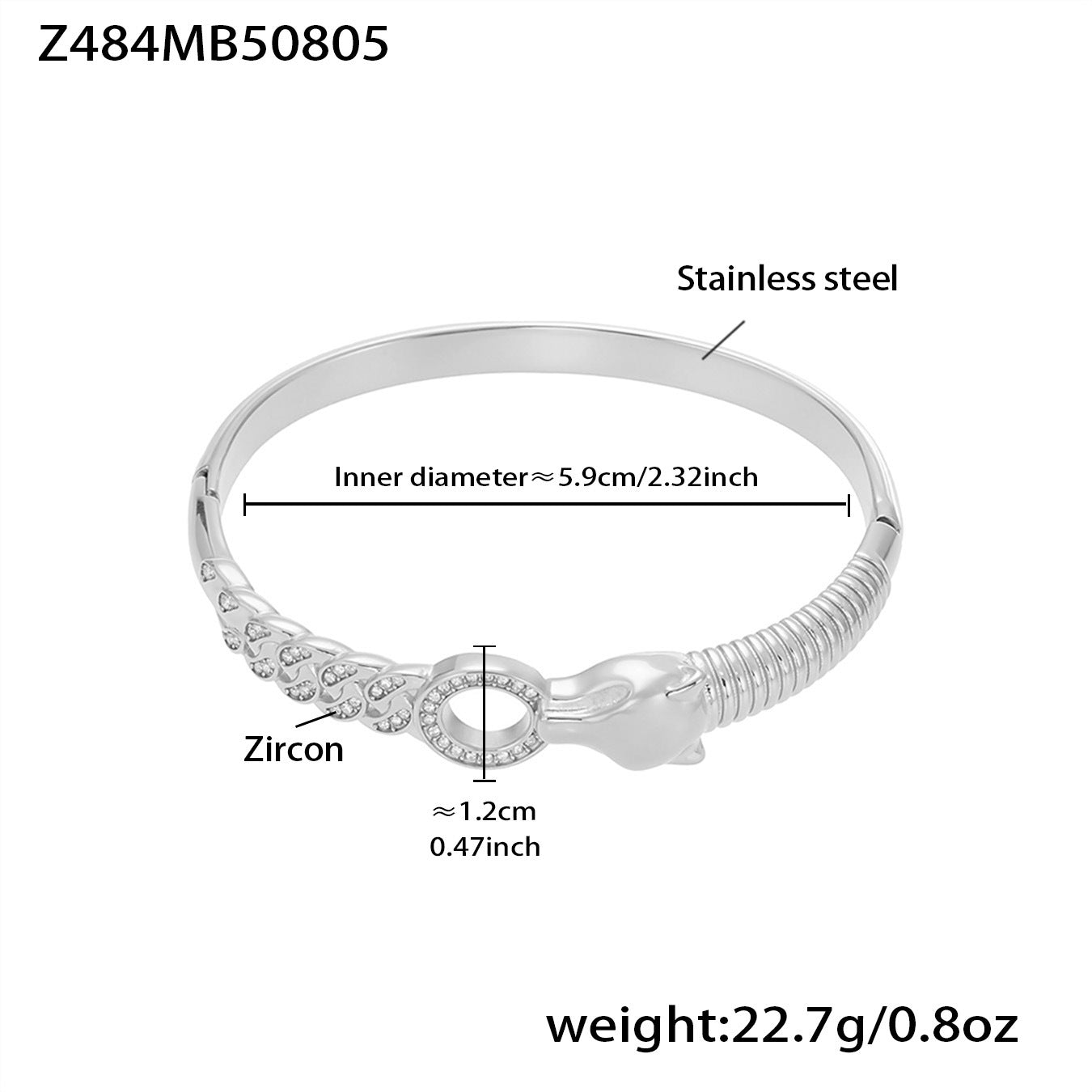 B廠【Z480】歐美新款飾品不鏽鋼竹節滿鋯石卡扣手鐲幾何交叉手鐲不掉色 25.08-3