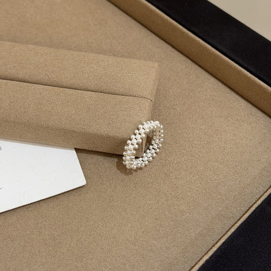 E廠【XDQ8246R】S925純銀珠仿珍珠戒指女ins風小眾設計手工多層串珠指環
26.04-4