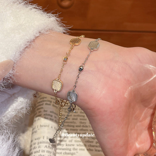 A廠【HB4809】歐美跨境亮面方形素銀手鍊時尚簡約百搭氣質手環小眾設計感手飾女
 25.10-5