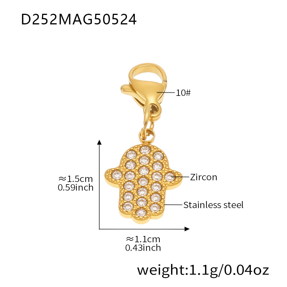 B廠 【E638】INS風不鏽鋼18k真金5A鋯石幾何多配件DIY手鍊腳鍊夏日飾品 25.06-1