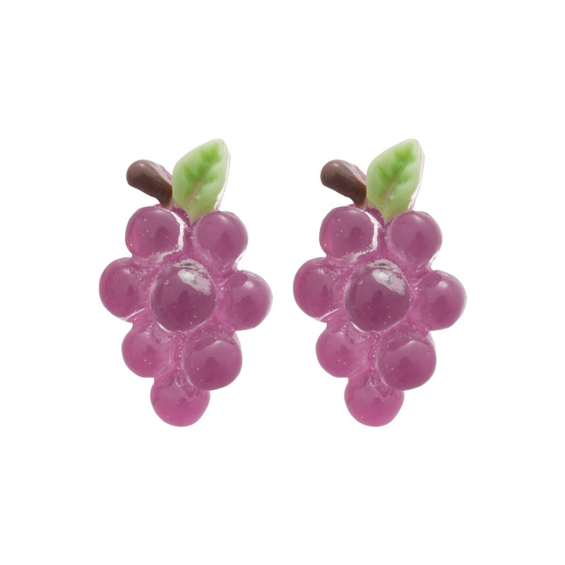 A廠【HE25085】925銀針仿真果凍多肉葡萄耳環森系小清新耳環時尚百搭耳飾小眾高級感 25.03-1