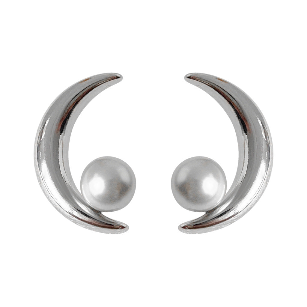 C廠【3572】小眾設計感個性ins甜酷風月亮耳環氣質通勤百搭簡約冷淡耳飾 24.01-2