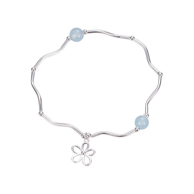 F廠【DQ0458S】S925純銀韓版鏤空花朵彎管手鍊女氣質高級感海藍石百搭手飾潮
25.10-3