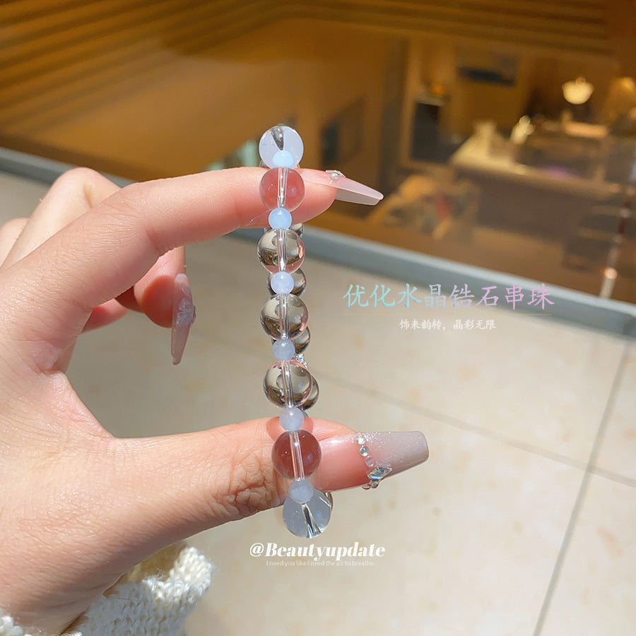 A廠【HB4043】鋯石冰透白水晶串珠手鍊2025新款輕奢小眾水晶手串時尚手環手飾女 25.06-1