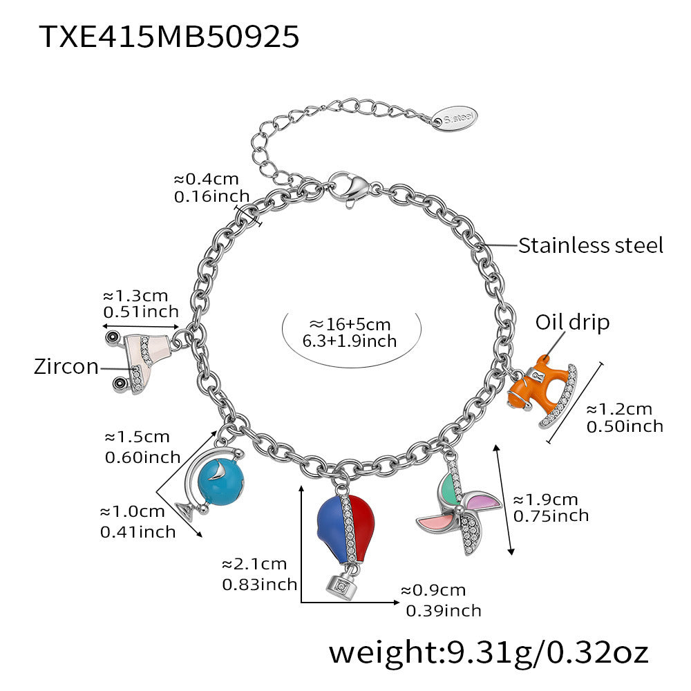B廠【TXP415】新款飾品不鏽鋼滴油鋯石DIY多配件吊墜手鍊項鍊套組不掉色
25.10-1