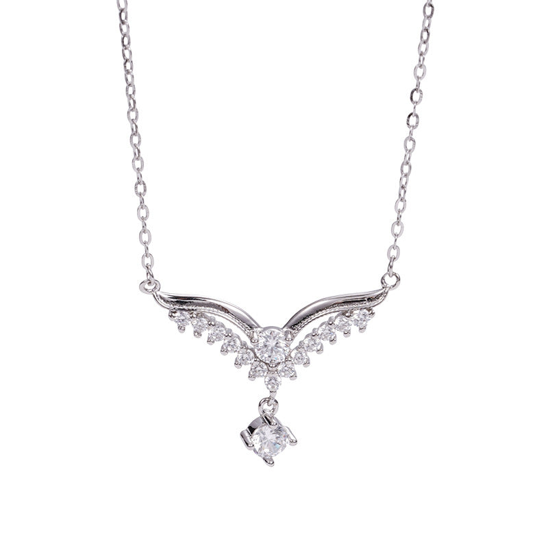 F廠【DQ0986N】S925純銀輕奢精緻天使之翼項鍊女高級感鋯石羽翼氣質鎖骨鏈潮
 25.10-3