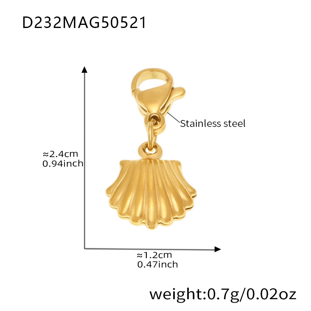 B廠【E634】海洋貝殼夏日沙灘季多配件吊飾DIY手鍊不鏽鋼鍍18k真金手飾 25.05-5