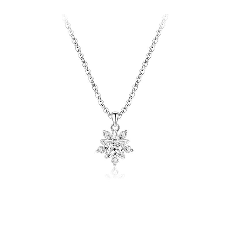 F廠【DQ2095N】S925純銀小眾精緻星光雪花項鍊女時尚輕奢星形閃鋯ins鎖骨鏈 25.03-2