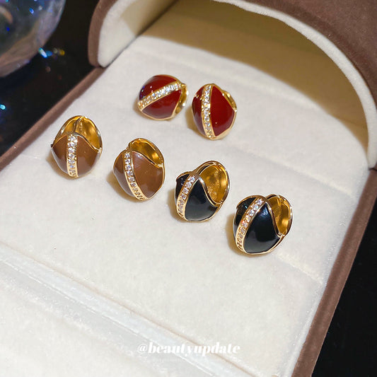 A廠【WE4244】18k真金電鍍鋯石滴油幾何圓扣復古簡約耳環輕奢高級感耳飾女
 25.10-3