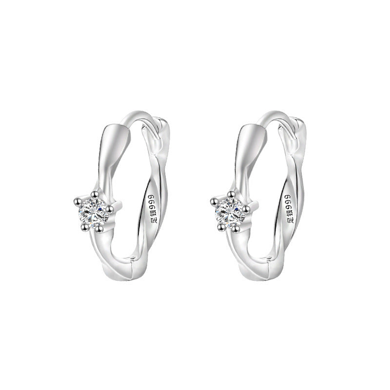 F廠【DQ10178E】足銀999簡約高級感莫比烏斯耳扣時尚個性閃鋯素圈耳環耳環女 25.03-3