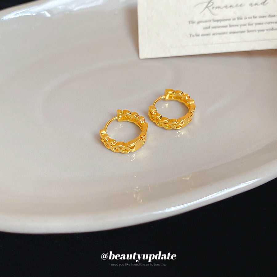 A廠 【HE26567】18k真金電鍍鏤空圓形交叉耳扣歐美復古氣質耳環輕奢高級感耳飾女 25.05-4