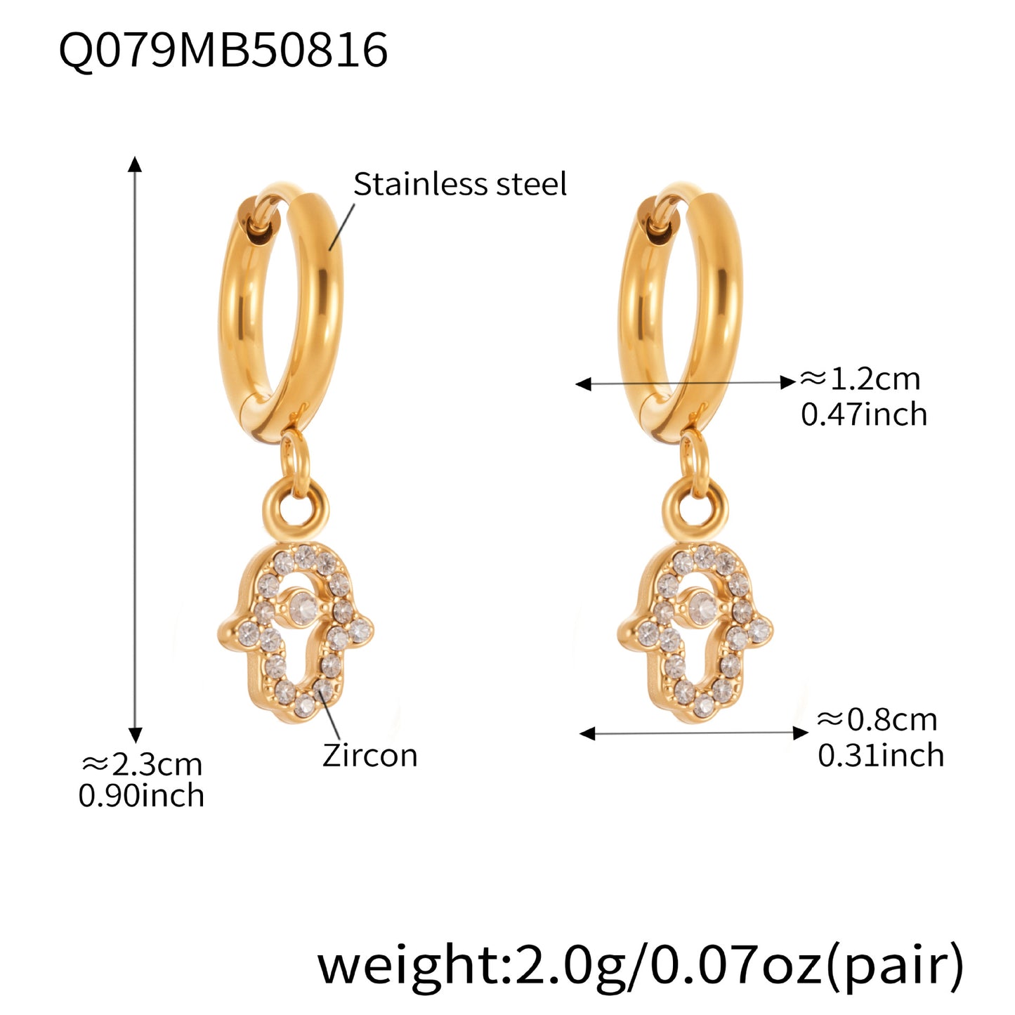 B廠【Q078】歐美輕奢風惡魔之眼耳環18k鍍真金不鏽鋼鑲嵌鋯石耳環耳環 25.08-5
