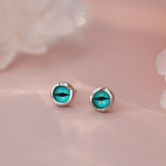 E廠【YC9572E】S925純銀輕奢貓眼耳環女原創設計簡約精緻設計創意耳飾 25.06-2