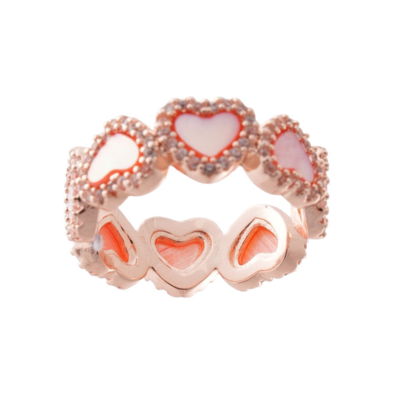 A廠【HR2467】鋯石貝母愛心開口戒指法式復古個性簡約食指戒輕奢高級感指環 25.03-1