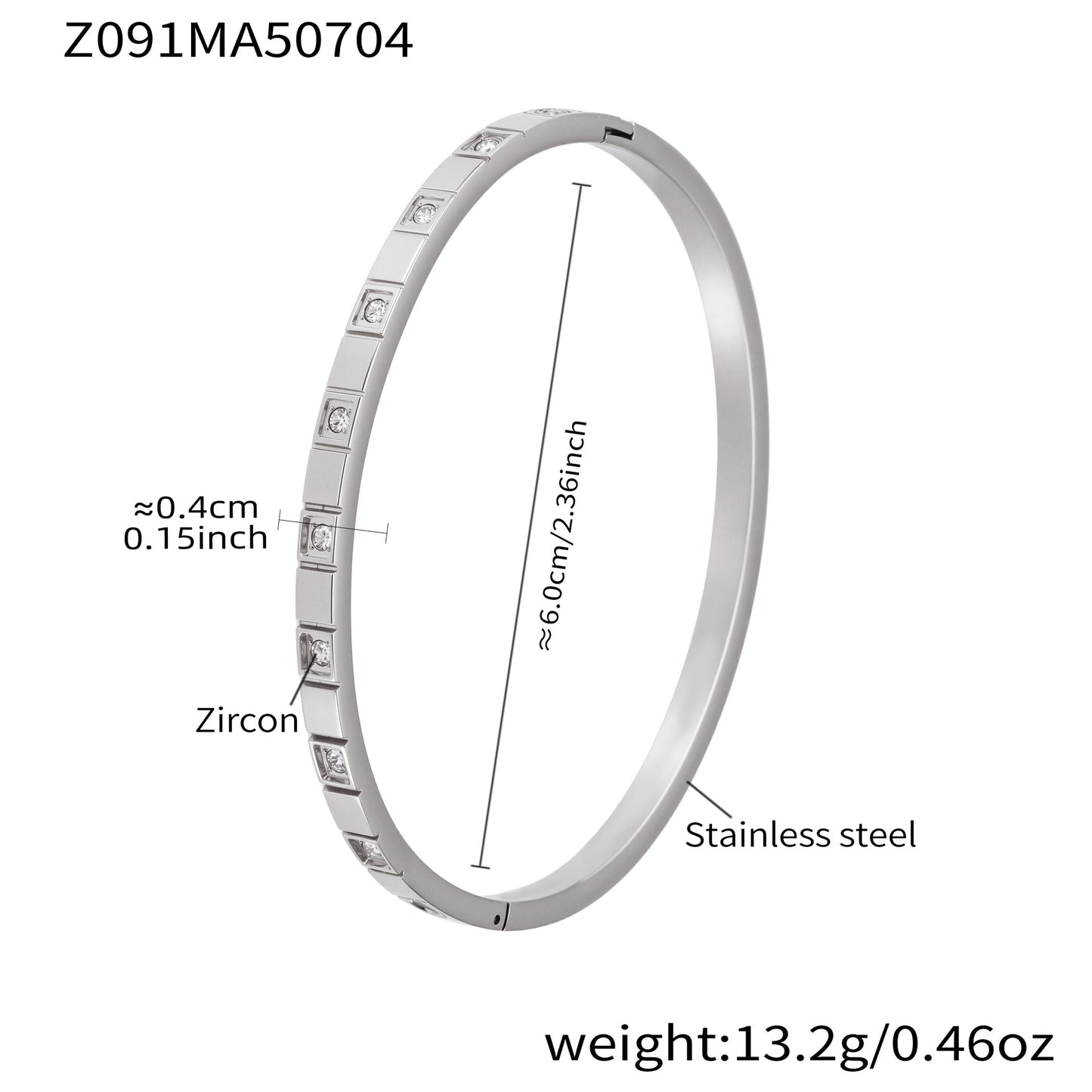 B廠【Z122】ins小眾設計感不鏽鋼幾何素圈鑲鋯石手鐲跨國時尚手環組合 25.07-2