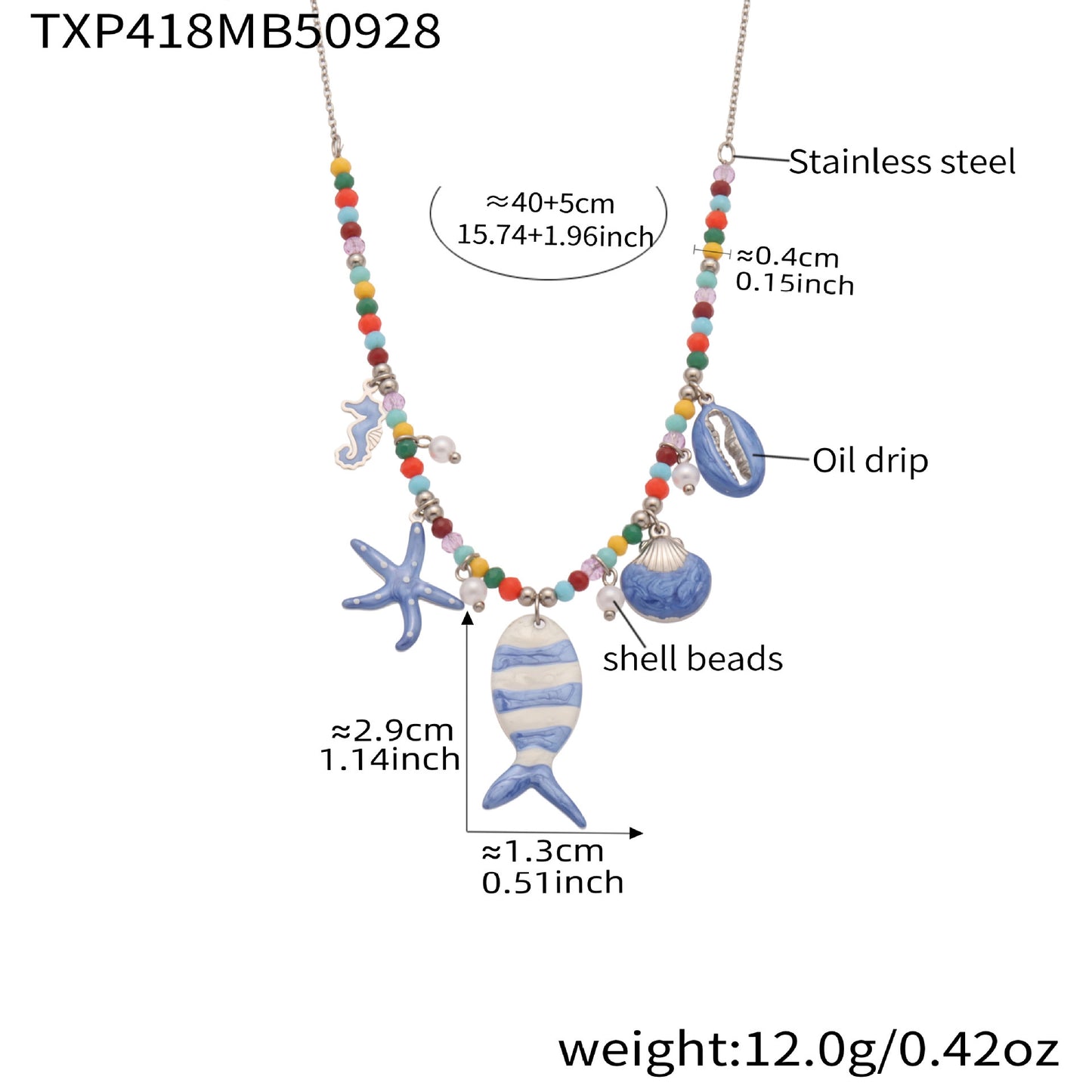 B廠【TXP418】不鏽鋼DIY多配件小丑魚滴油吊墜項鍊手鍊腳鍊腳套組鍍18k真金
25.10-2