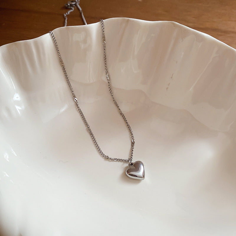 A廠【HN8173】鈦鋼跨境簡約愛心項鍊配件高級感氣質鎖骨鏈百搭復古輕奢項鍊飾品 25.01-4