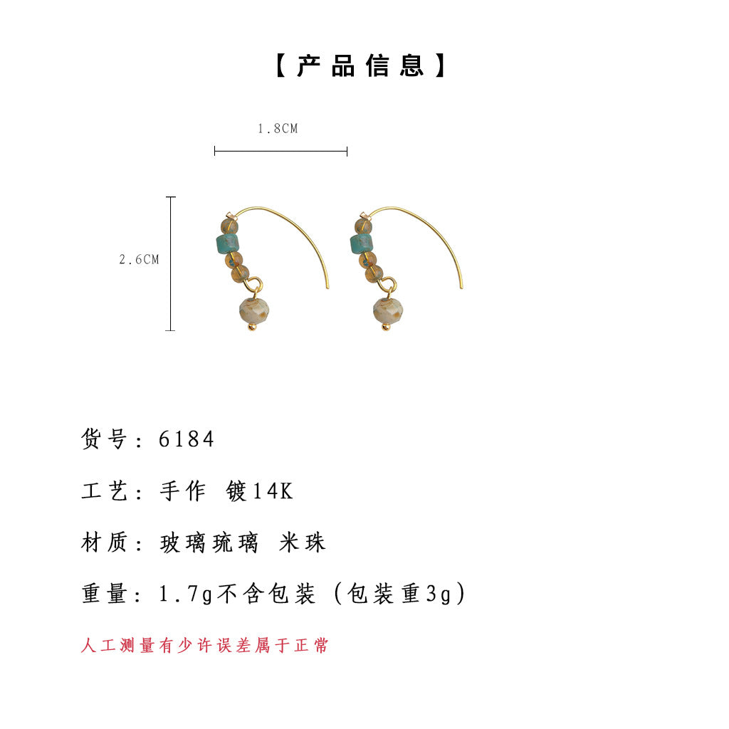 C廠【6184】文藝復古琉璃耳環國潮原創設計簡約通勤高級感耳飾耳環女 25.06-1