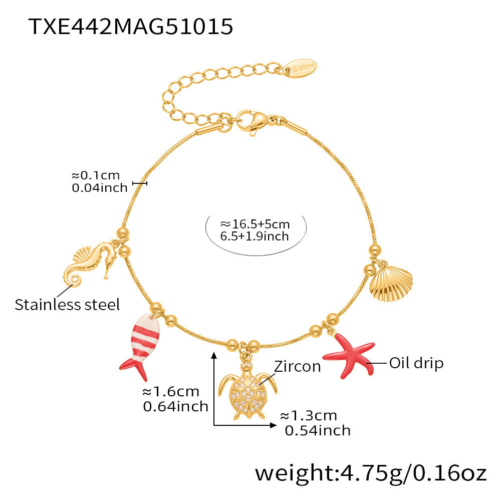 B廠【TXP441】5A鋯石八爪魚海洋風DIY多配件吊墜手鍊腳鍊項鍊不鏽鋼套裝
 25.10-4