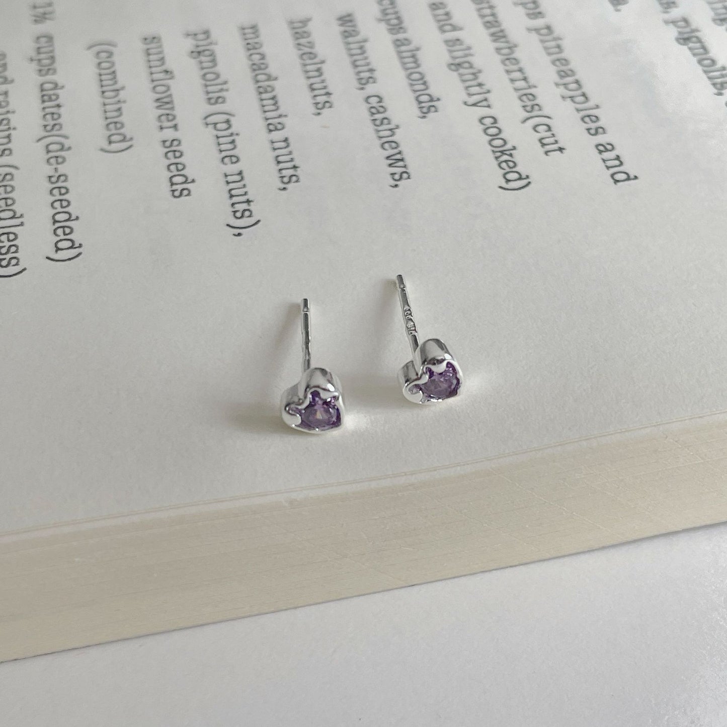 F廠【DQ10040E】足銀999精緻小巧愛心鋯石耳環女韓版簡約天藍色心形疊戴耳飾 25.04-2