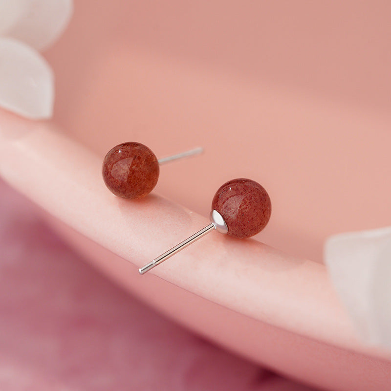 E廠【YC1148S】S999足銀草莓晶耳環簡約款甜美甜心溫柔氣質韓風幾何耳飾
 25.10-4