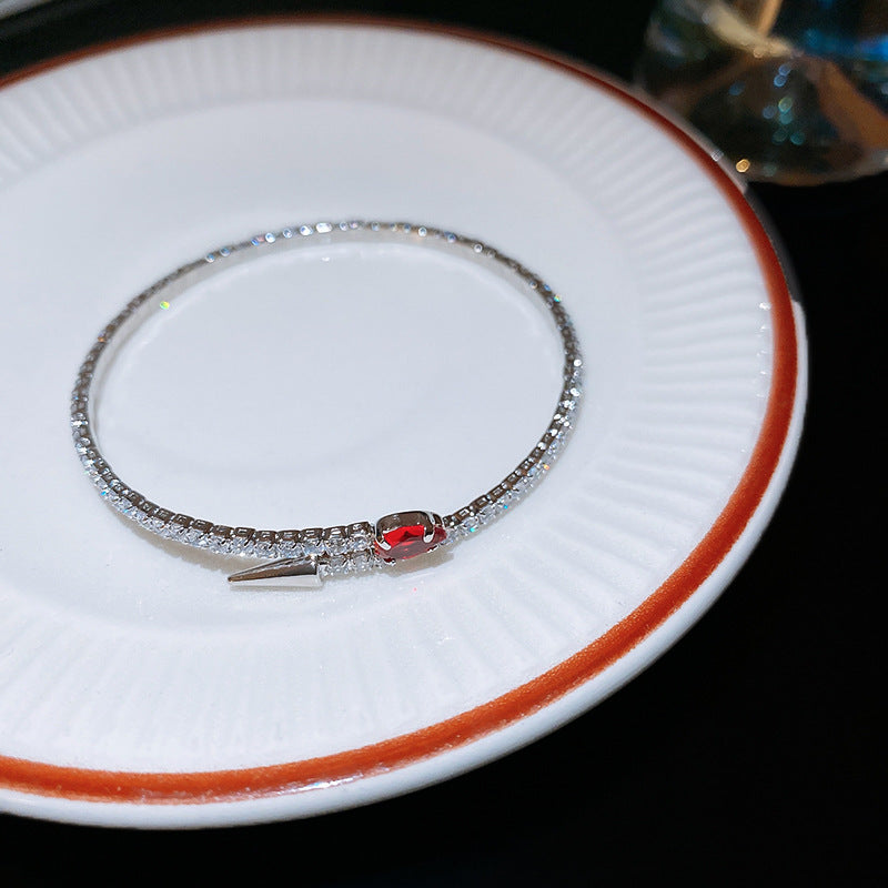 A廠【HB3278】鋯石蛇形錐子開口手鐲女小眾時尚輕奢氣質手環簡約百搭高級感手飾 24.11-4