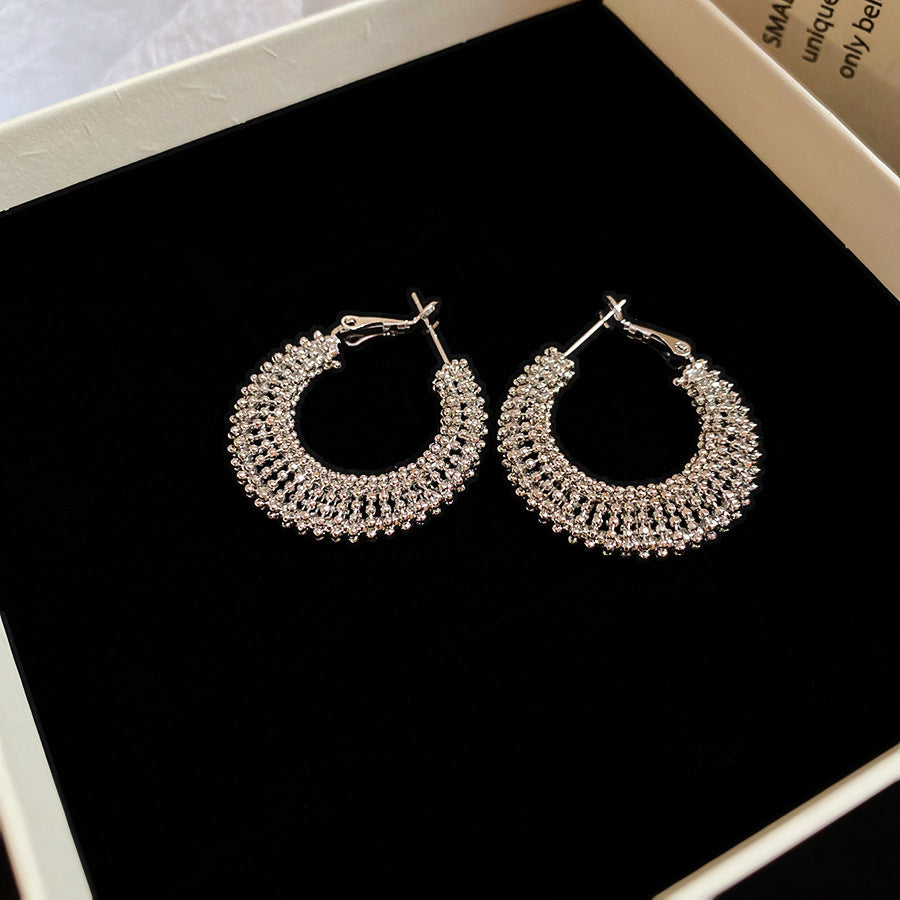 A廠【HE25630】925銀針圓形鏤空金屬耳圈歐美輕奢高級感耳環時尚復古氣質耳環女小眾 25.04-1