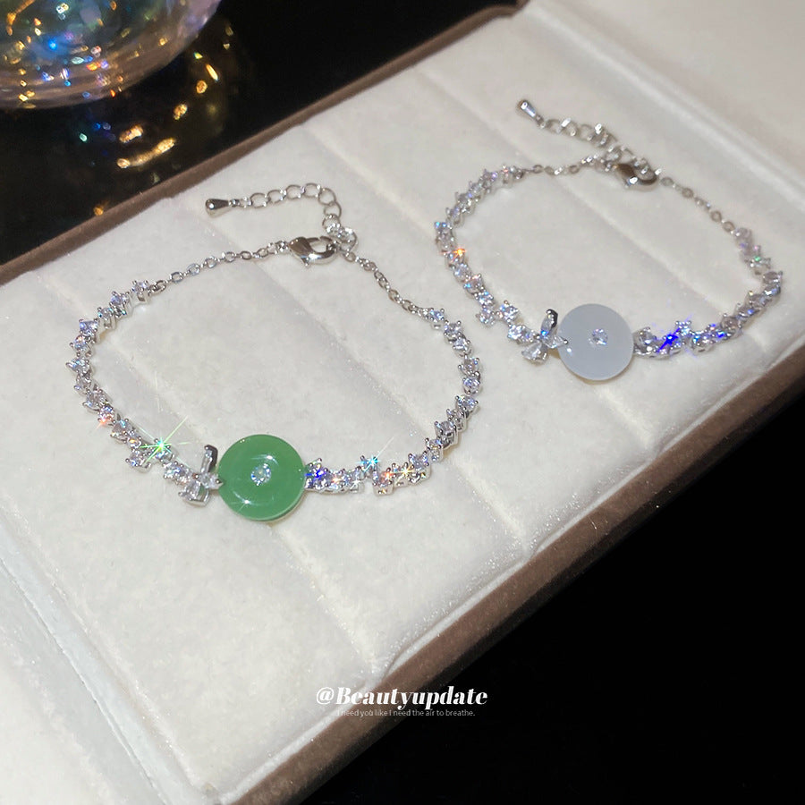 A廠【WB1727】新中式鋯石玉髓幾何圓形吊墜手鍊時尚優雅氣質手環輕奢高級感手飾
 25.10-4